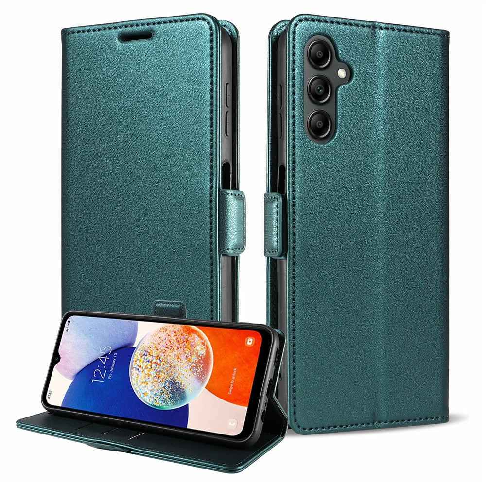 For Samsung Galaxy A57 5G Case Side Magnetic Clasp RFID Blocking Leather Phone Wallet Cover - Dark Green