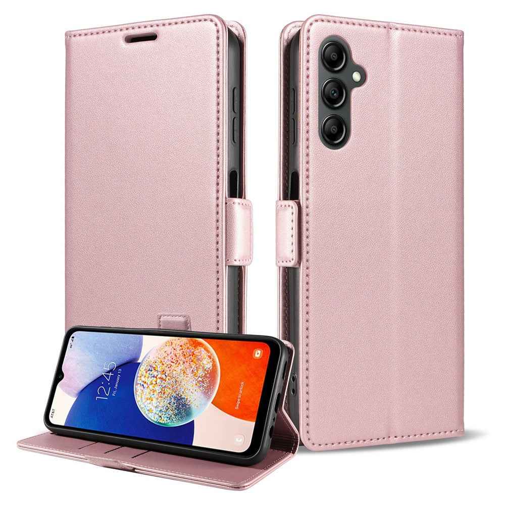 For Samsung Galaxy A57 5G Case Side Magnetic Clasp RFID Blocking Leather Phone Wallet Cover - Pink