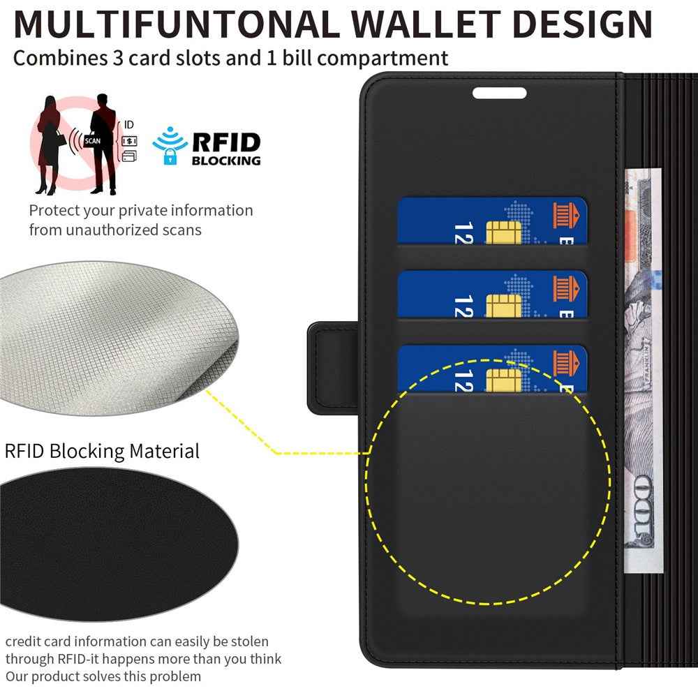 For Samsung Galaxy A57 5G Case Side Magnetic Clasp RFID Blocking Leather Phone Wallet Cover - Brown