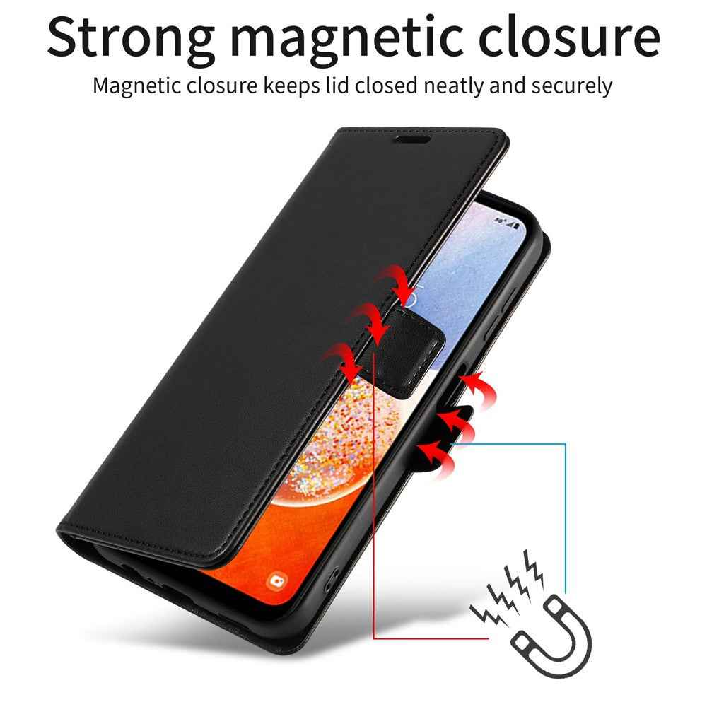For Samsung Galaxy A57 5G Case Side Magnetic Clasp RFID Blocking Leather Phone Wallet Cover - Brown