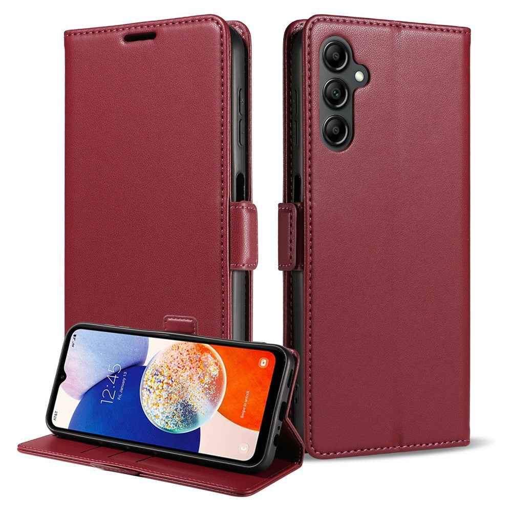 For Samsung Galaxy A57 5G Case Side Magnetic Clasp RFID Blocking Leather Phone Wallet Cover - Wine Red