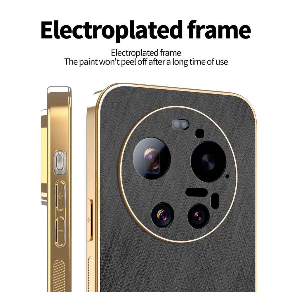 KADEM For Xiaomi 17 Ultra 5G Case Electroplating Silk Texture PU + TPU Phone Back Cover - Black