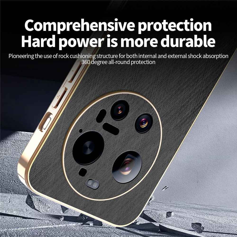KADEM For Xiaomi 17 Ultra 5G Case Electroplating Silk Texture PU + TPU Phone Back Cover - Black