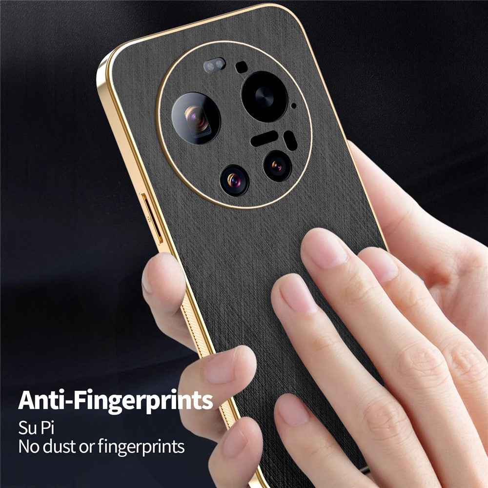 KADEM For Xiaomi 17 Ultra 5G Case Electroplating Silk Texture PU + TPU Phone Back Cover - Black