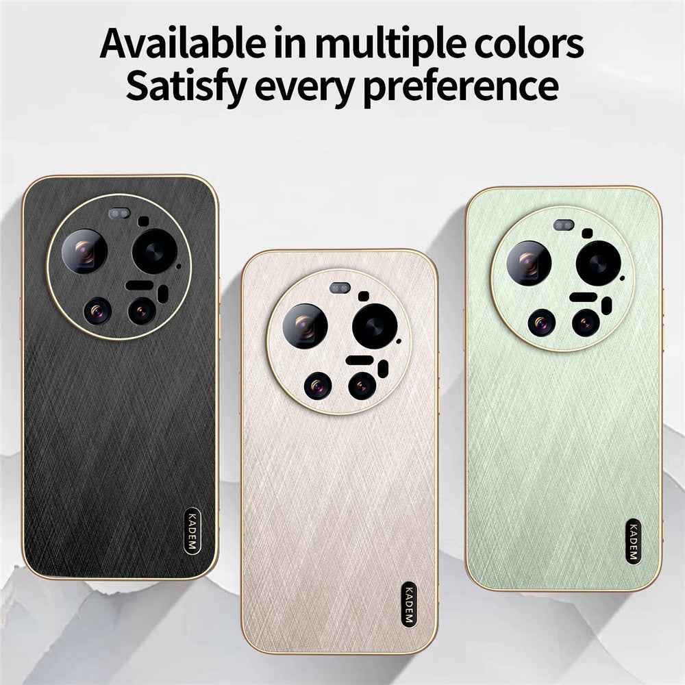 KADEM For Xiaomi 17 Ultra 5G Case Electroplating Silk Texture PU + TPU Phone Back Cover - Black