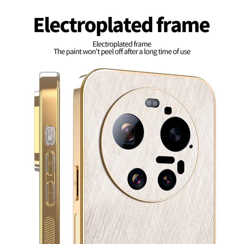 KADEM For Xiaomi 17 Ultra 5G Case Electroplating Silk Texture PU + TPU Phone Back Cover - Gold
