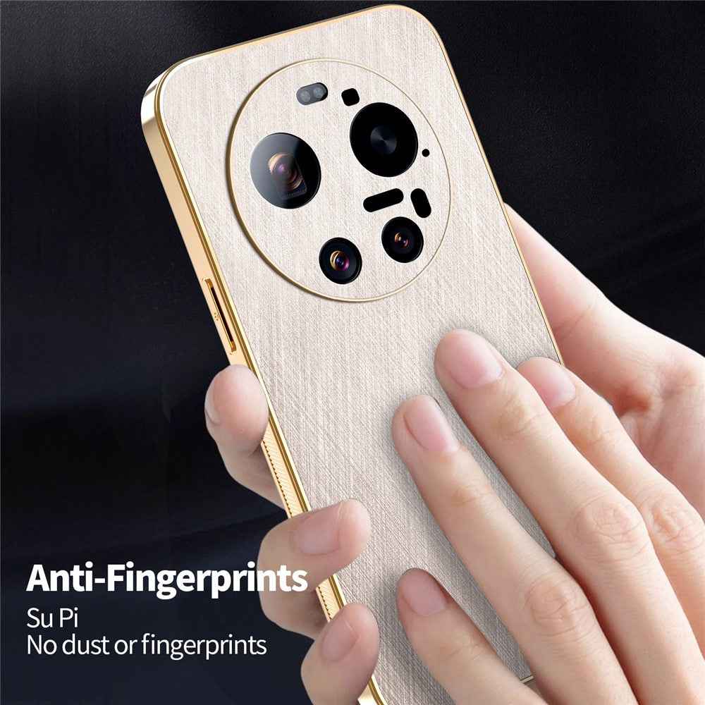 KADEM For Xiaomi 17 Ultra 5G Case Electroplating Silk Texture PU + TPU Phone Back Cover - Gold