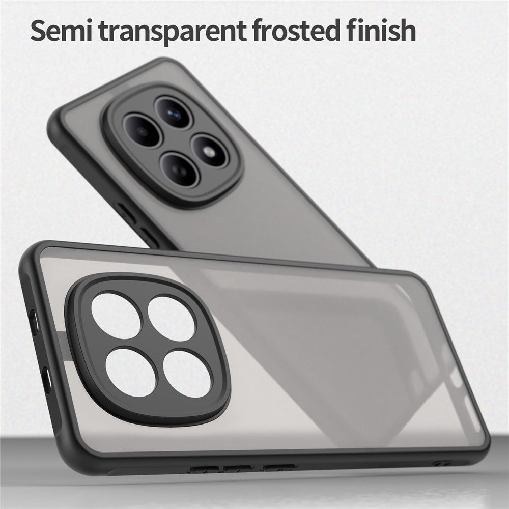 For Xiaomi Poco M8 5G / Redmi Note 15 5G (Global) / 15 4G (Global) Case Drop Proof Airbags Frosted Translucent PC + TPU Phone Back Cover - Black