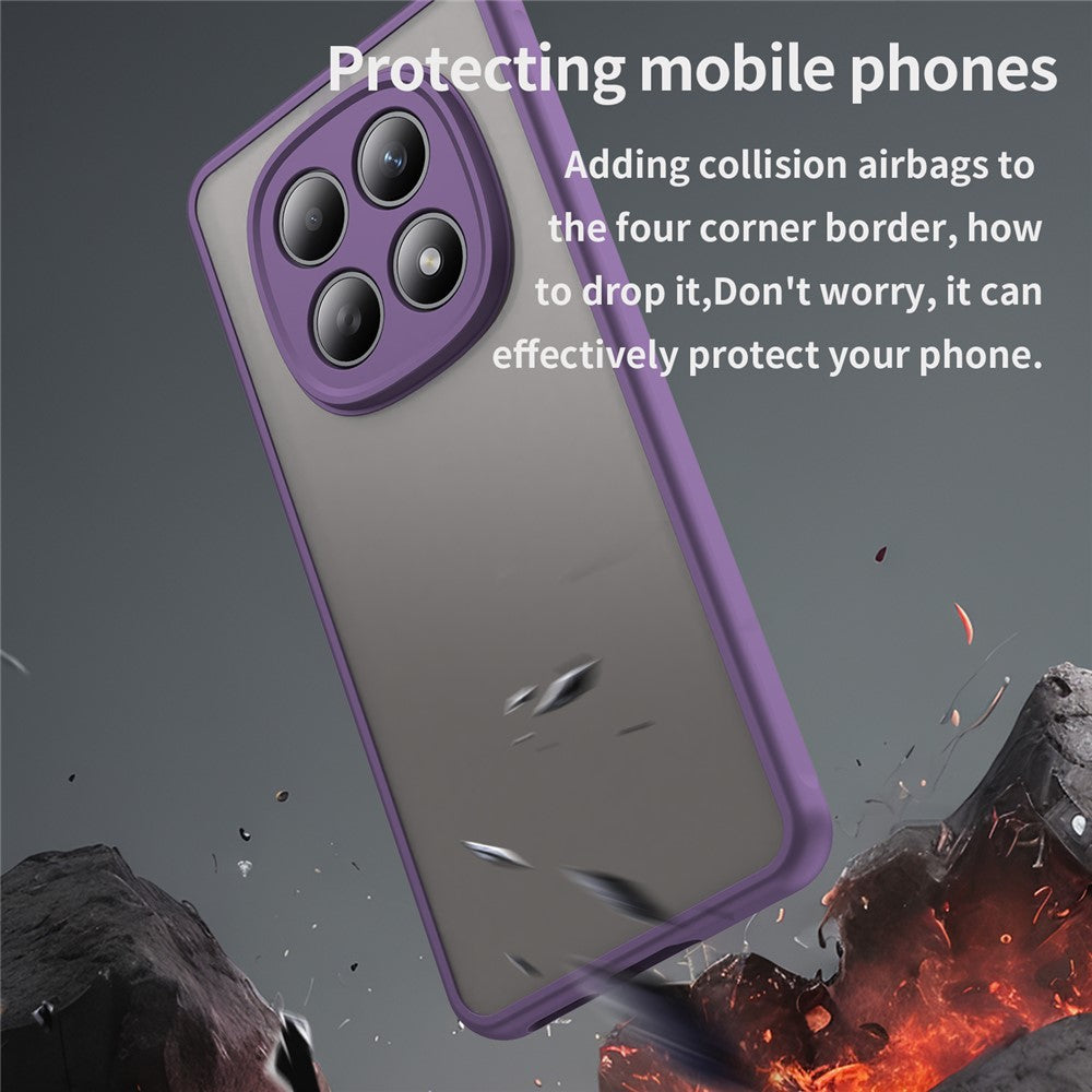 For Xiaomi Poco M8 5G / Redmi Note 15 5G (Global) / 15 4G (Global) Case Drop Proof Airbags Frosted Translucent PC + TPU Phone Back Cover - Purple