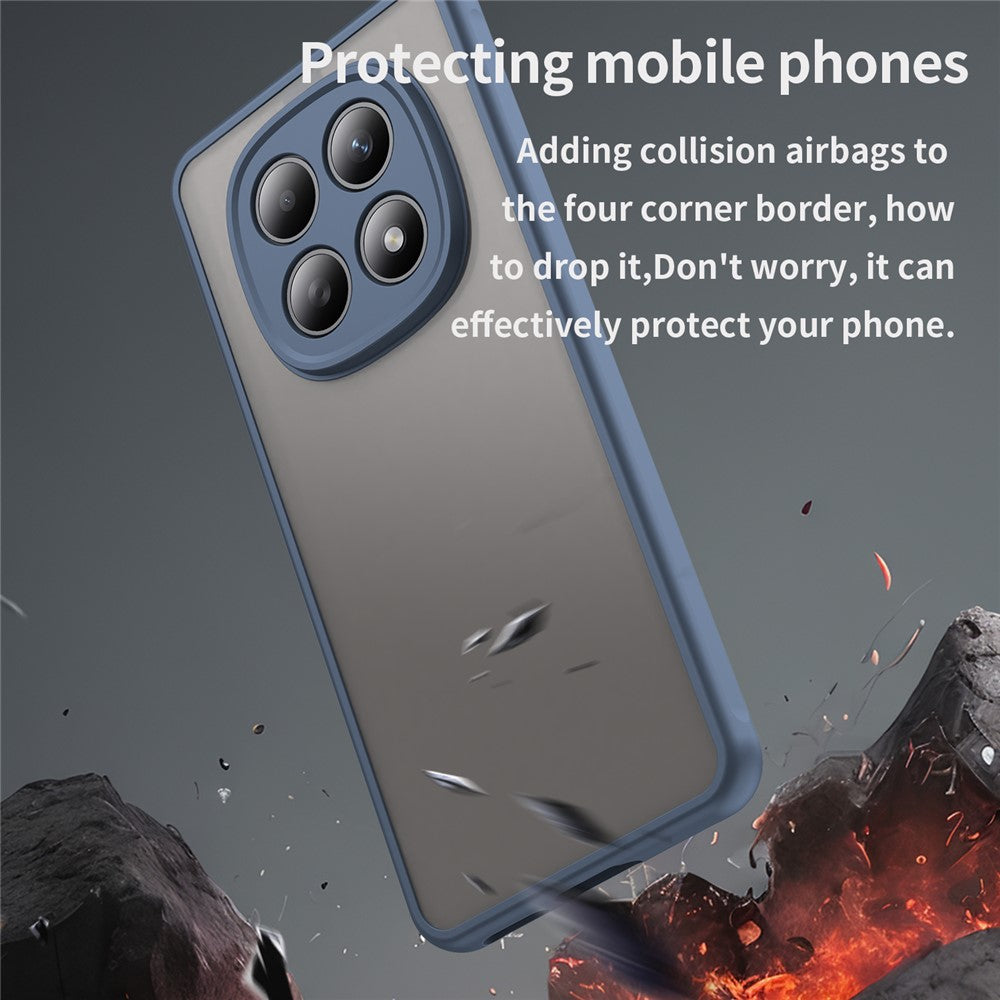 For Xiaomi Poco M8 5G / Redmi Note 15 5G (Global) / 15 4G (Global) Case Drop Proof Airbags Frosted Translucent PC + TPU Phone Back Cover - Blue