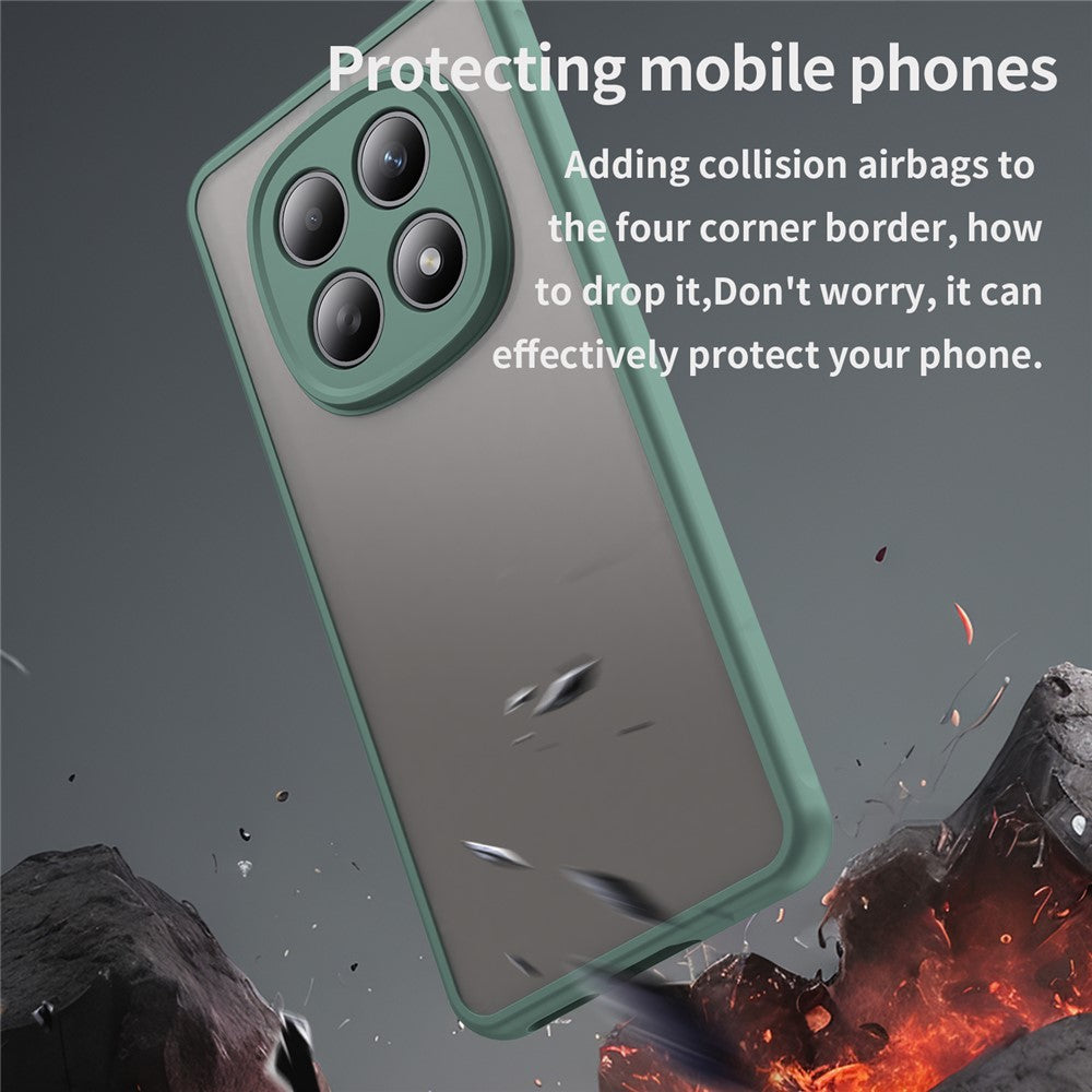 For Xiaomi Poco M8 5G / Redmi Note 15 5G (Global) / 15 4G (Global) Case Drop Proof Airbags Frosted Translucent PC + TPU Phone Back Cover - Green