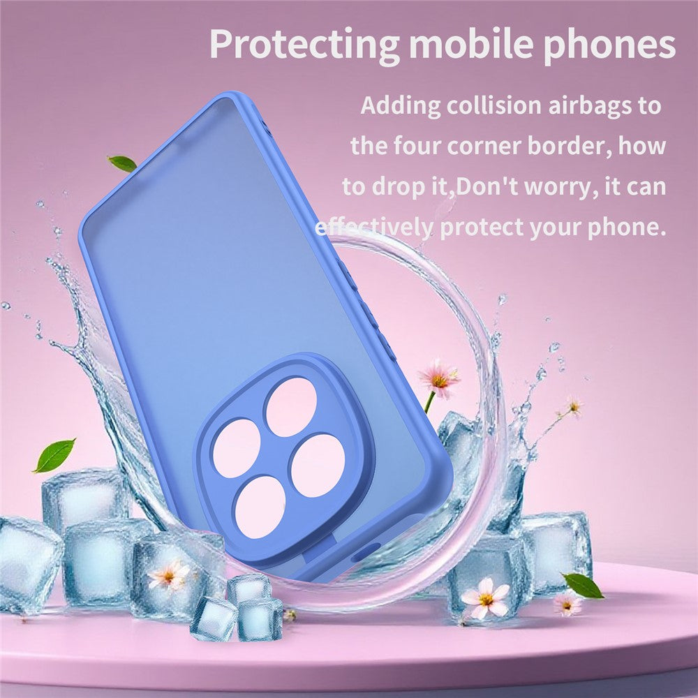 For Xiaomi Poco M8 5G / Redmi Note 15 5G (Global) / 15 4G (Global) Case Drop Proof Airbags Frosted Translucent PC + TPU Phone Back Cover - Sky Blue
