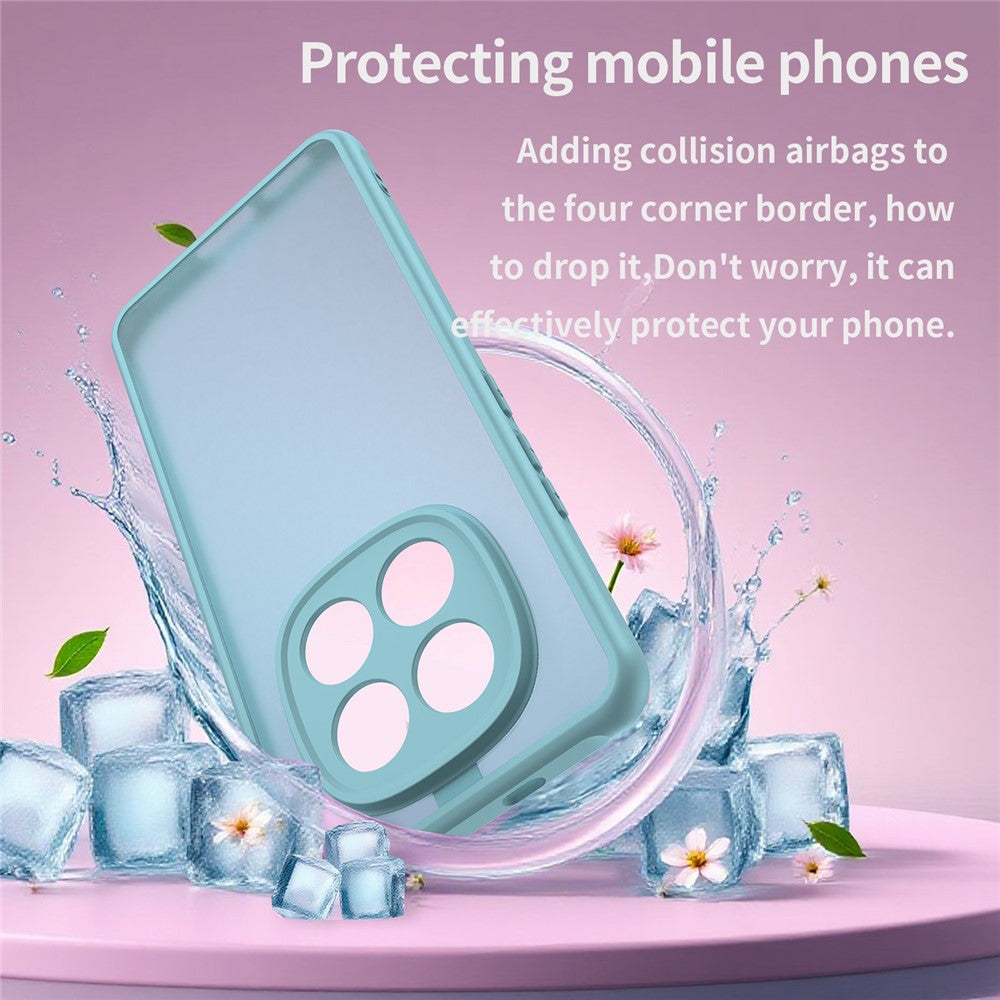 For Xiaomi Poco M8 5G / Redmi Note 15 5G (Global) / 15 4G (Global) Case Drop Proof Airbags Frosted Translucent PC + TPU Phone Back Cover - Mint Green