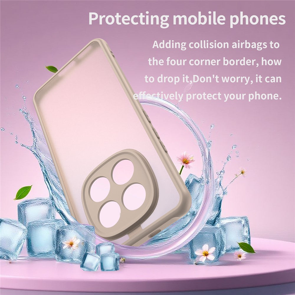 For Xiaomi Poco M8 5G / Redmi Note 15 5G (Global) / 15 4G (Global) Case Drop Proof Airbags Frosted Translucent PC + TPU Phone Back Cover - Desert Gold