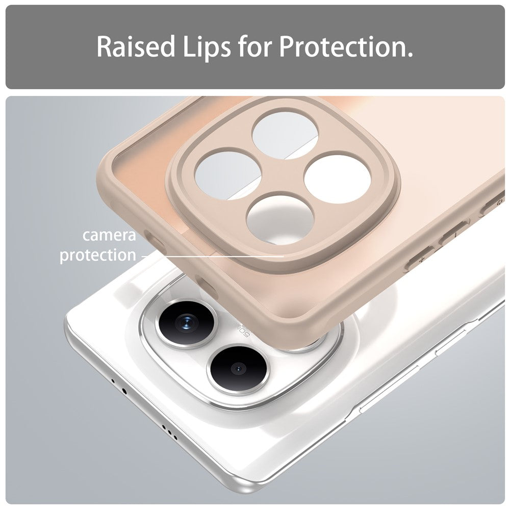 For Xiaomi Poco M8 5G / Redmi Note 15 5G (Global) / 15 4G (Global) Case Drop Proof Airbags Frosted Translucent PC + TPU Phone Back Cover - Desert Gold