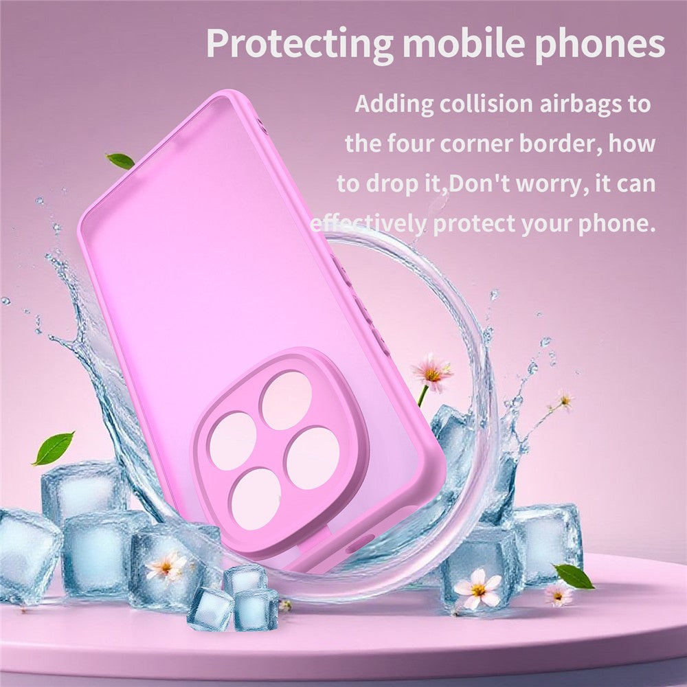 For Xiaomi Poco M8 5G / Redmi Note 15 5G (Global) / 15 4G (Global) Case Drop Proof Airbags Frosted Translucent PC + TPU Phone Back Cover - Pink