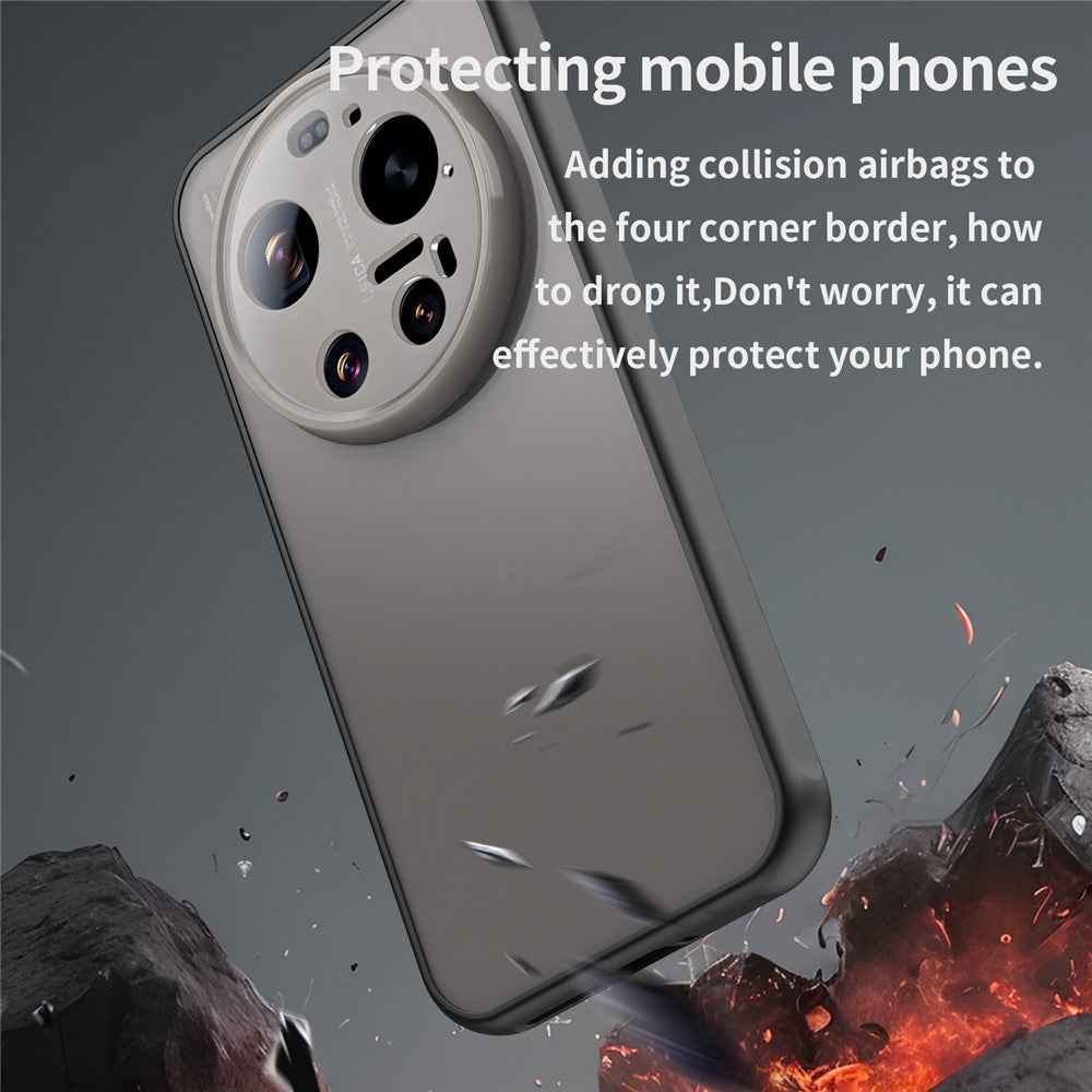 For Xiaomi 17 Ultra 5G Case Drop Proof Airbags Frosted Translucent PC + TPU Phone Back Cover - Black