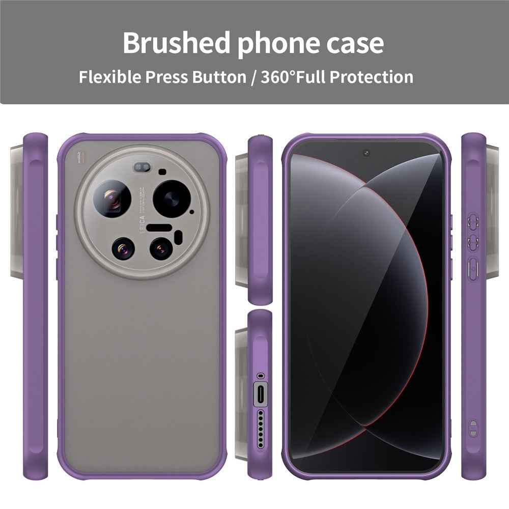 For Xiaomi 17 Ultra 5G Case Drop Proof Airbags Frosted Translucent PC + TPU Phone Back Cover - Purple
