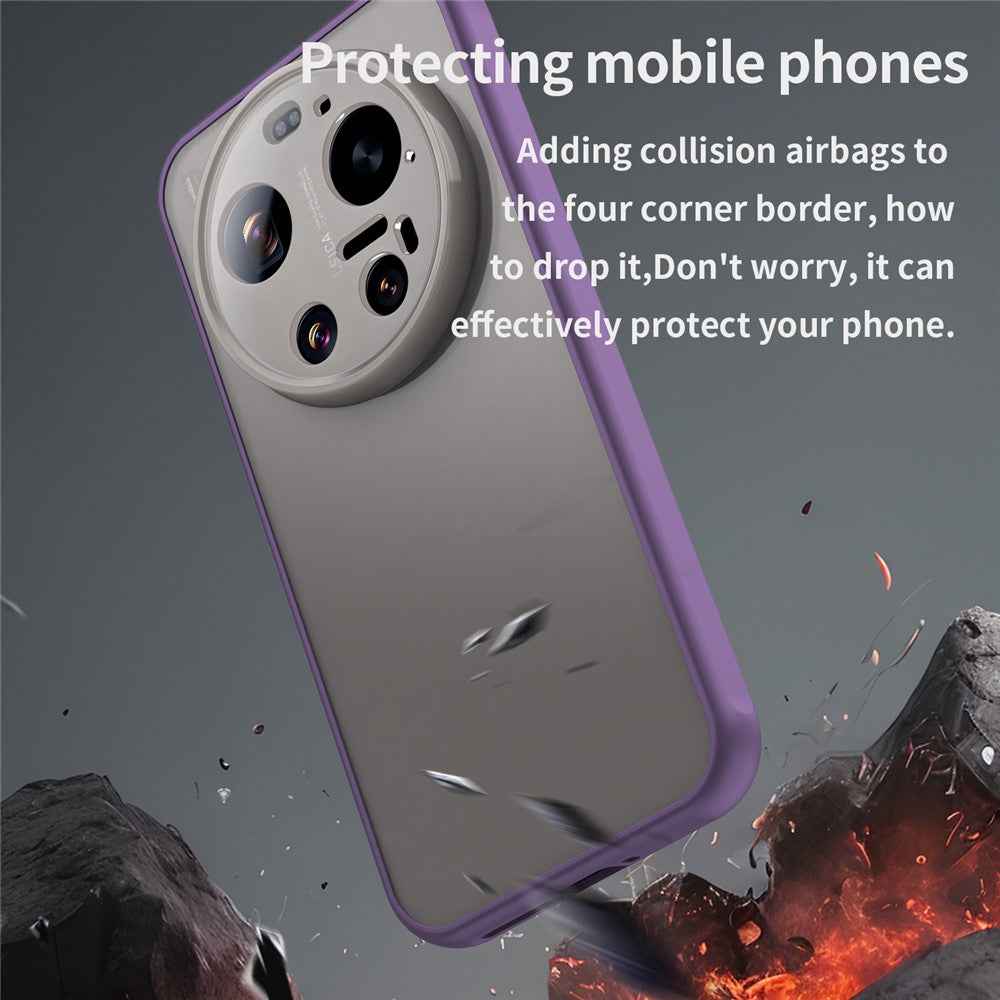 For Xiaomi 17 Ultra 5G Case Drop Proof Airbags Frosted Translucent PC + TPU Phone Back Cover - Purple