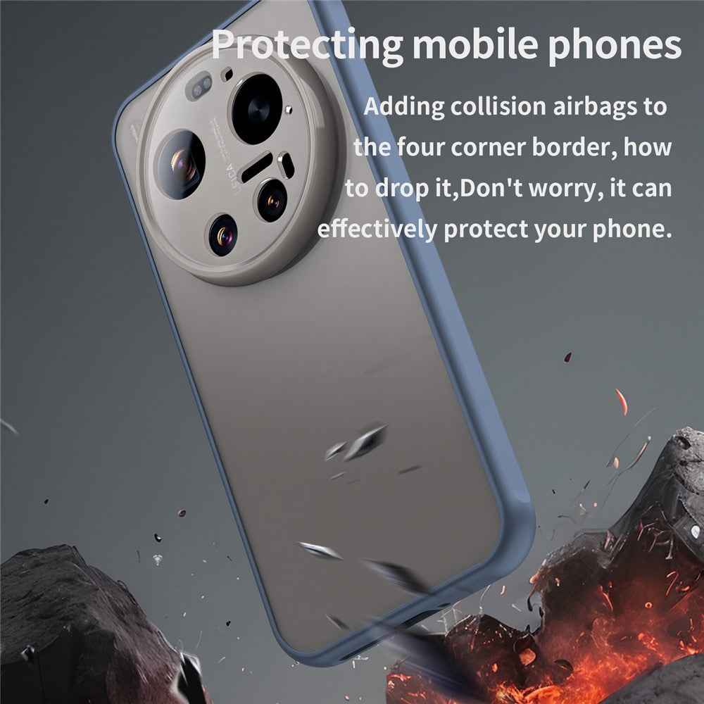 For Xiaomi 17 Ultra 5G Case Drop Proof Airbags Frosted Translucent PC + TPU Phone Back Cover - Blue