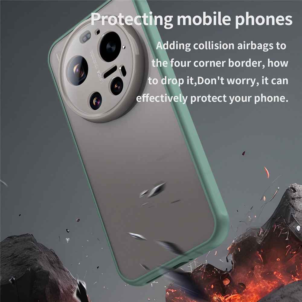 For Xiaomi 17 Ultra 5G Case Drop Proof Airbags Frosted Translucent PC + TPU Phone Back Cover - Green