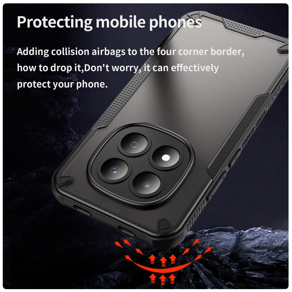 For Xiaomi Redmi Note 15 Pro 5G (Global) Case PC + TPU Semi-Transparent Frosted Finish Protective Phone Cover - Black