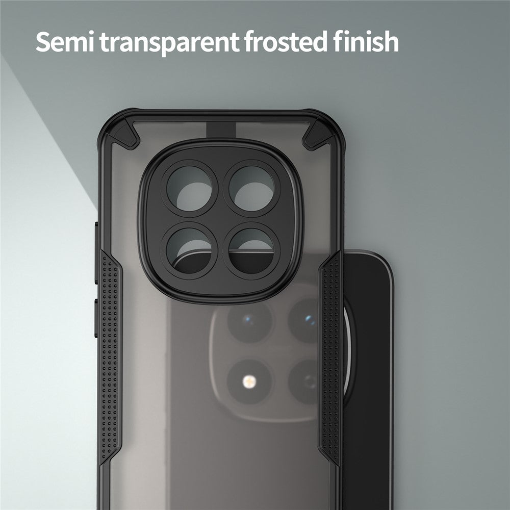 For Xiaomi Redmi Note 15 Pro 5G (Global) Case PC + TPU Semi-Transparent Frosted Finish Protective Phone Cover - Black