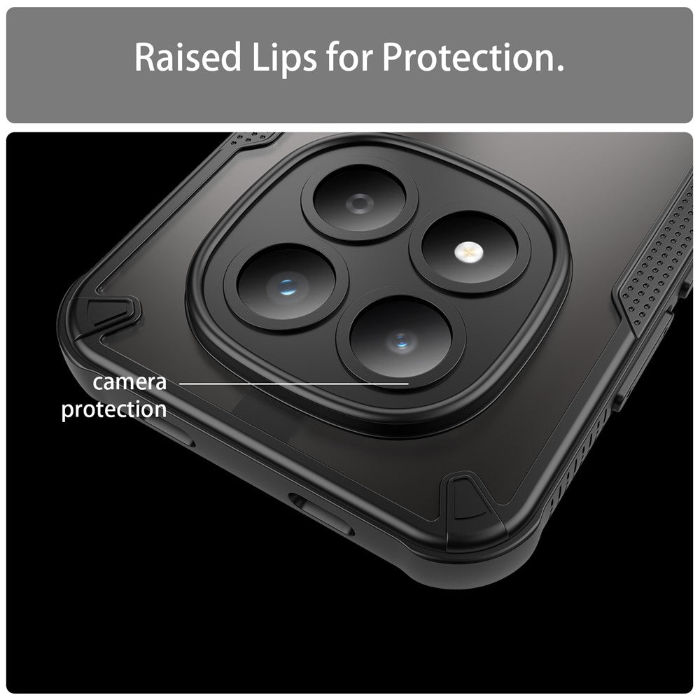 For Xiaomi Redmi Note 15 Pro 5G (Global) Case PC + TPU Semi-Transparent Frosted Finish Protective Phone Cover - Black