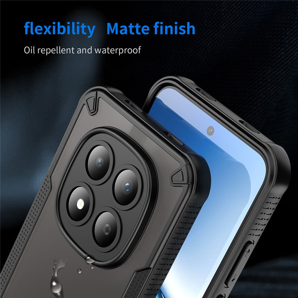For Xiaomi Redmi Note 15 Pro 5G (Global) Case PC + TPU Semi-Transparent Frosted Finish Protective Phone Cover - Black
