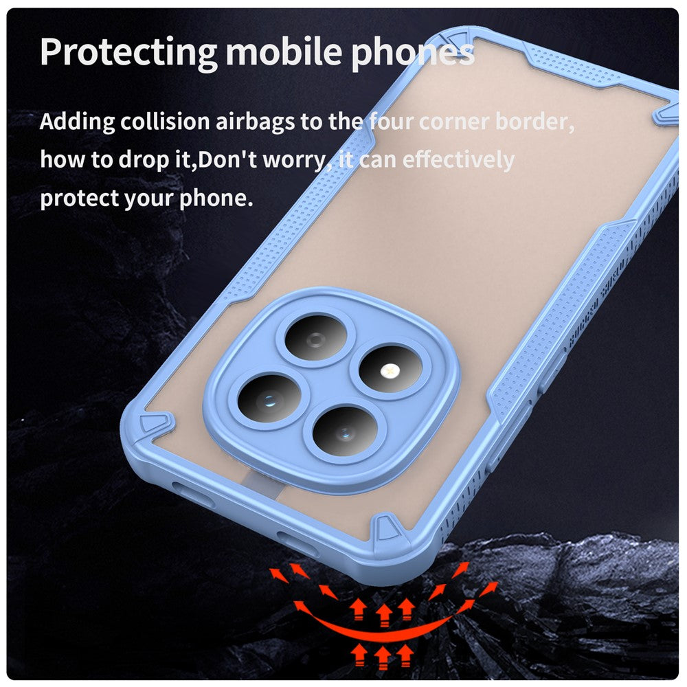 For Xiaomi Redmi Note 15 Pro 5G (Global) Case PC + TPU Semi-Transparent Frosted Finish Protective Phone Cover - Blue