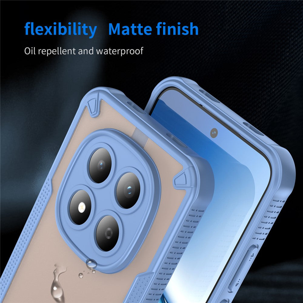 For Xiaomi Redmi Note 15 Pro 5G (Global) Case PC + TPU Semi-Transparent Frosted Finish Protective Phone Cover - Blue