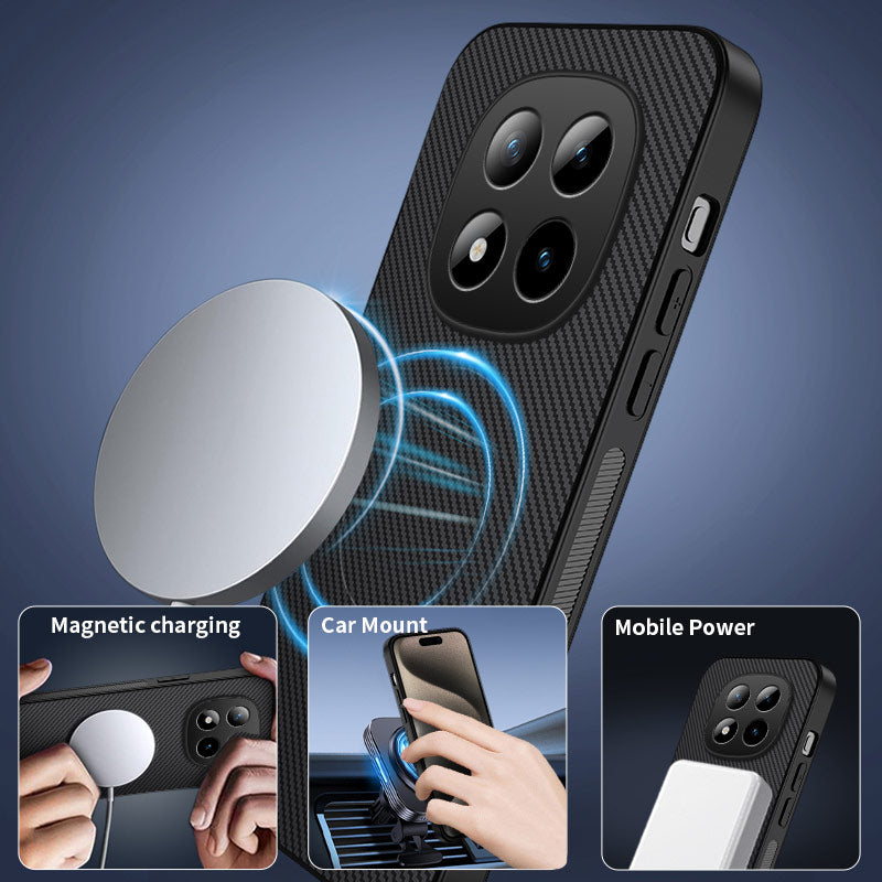 For Xiaomi Redmi Note 15 Pro 5G (Global) Magnetic Case WANLONFENG TQ Series Carbon Fiber Texture PC TPU Phone Cover - Sapphire