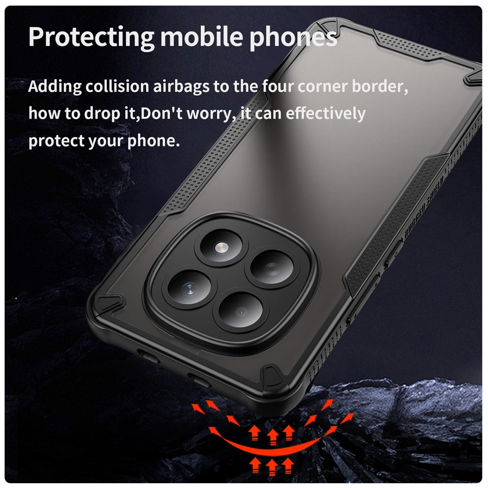For Xiaomi Poco M8 5G / Redmi Note 15 5G (Global) / 15 4G (Global) Case PC + TPU Semi-Transparent Frosted Finish Protective Phone Cover - Black
