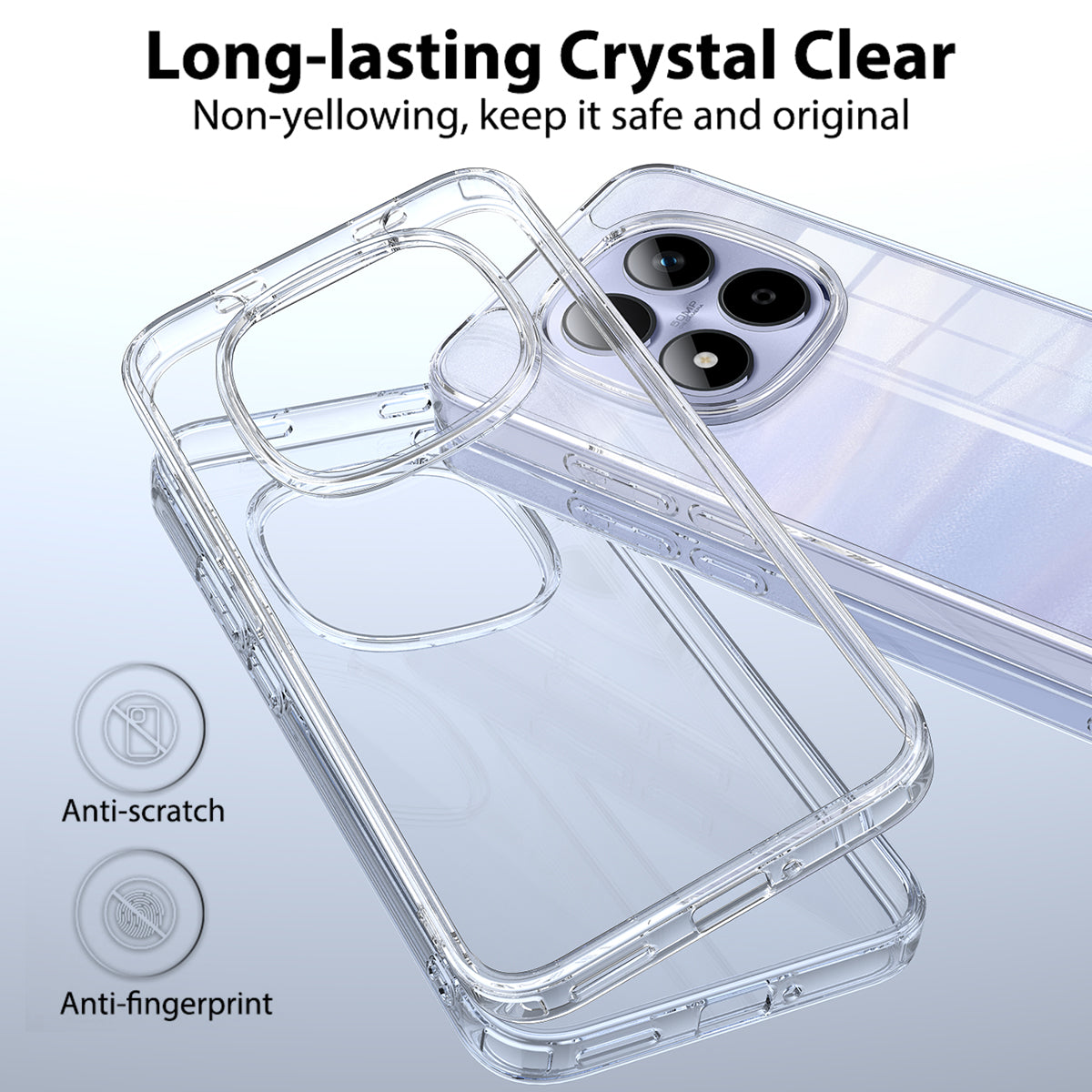 For Xiaomi Redmi Note 15 Pro 5G (Global) Clear Phone Case TPU+Acrylic Shockproof Phone Back Cover - Clear