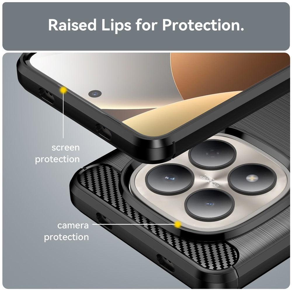 For Xiaomi Redmi Note 15 Pro 4G (Global) Case Protective Phone Cover Carbon Fiber Texture Brushed - Black