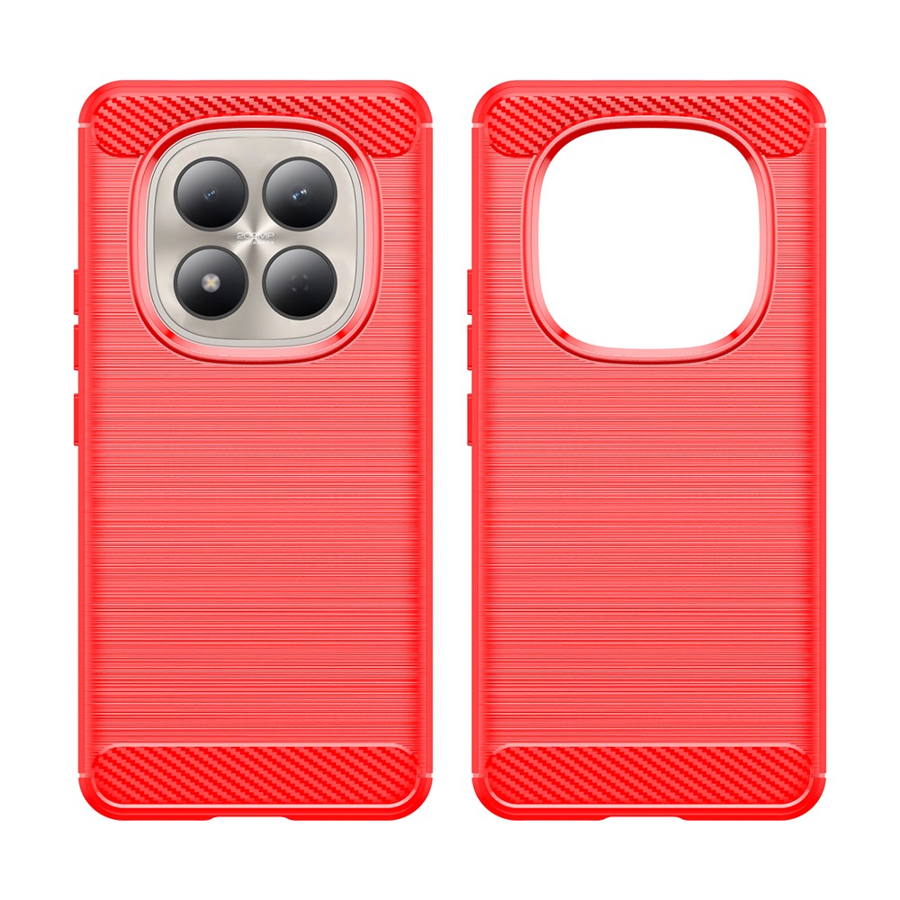 For Xiaomi Redmi Note 15 Pro 4G (Global) Case Protective Phone Cover Carbon Fiber Texture Brushed - Red