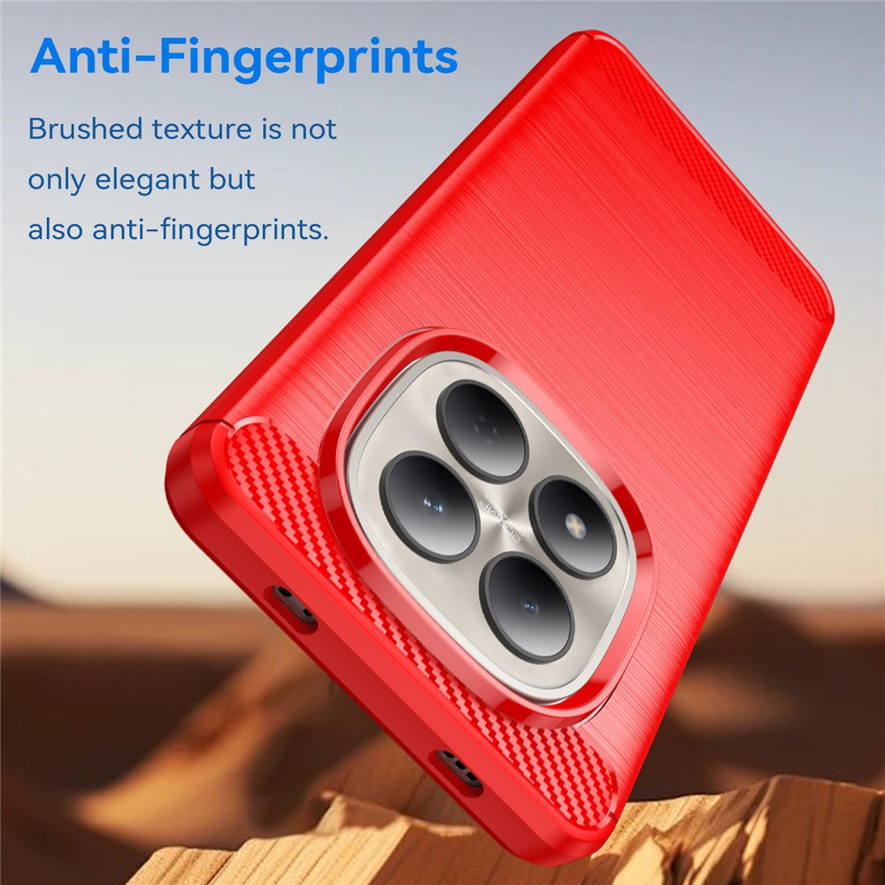For Xiaomi Redmi Note 15 Pro 4G (Global) Case Protective Phone Cover Carbon Fiber Texture Brushed - Red