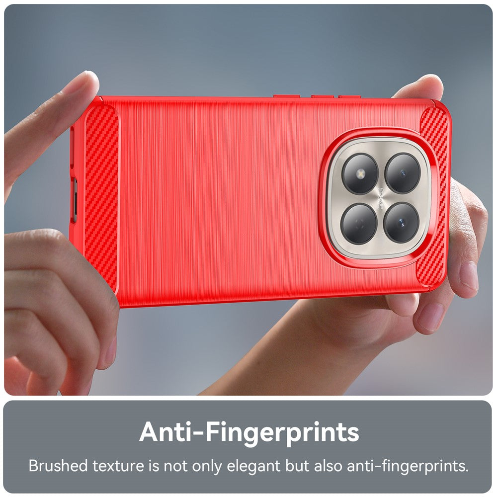 For Xiaomi Redmi Note 15 Pro 4G (Global) Case Protective Phone Cover Carbon Fiber Texture Brushed - Red