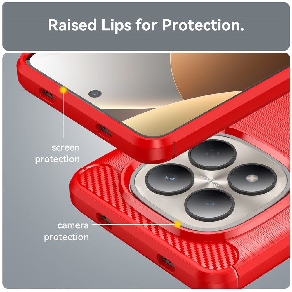 For Xiaomi Redmi Note 15 Pro 4G (Global) Case Protective Phone Cover Carbon Fiber Texture Brushed - Red
