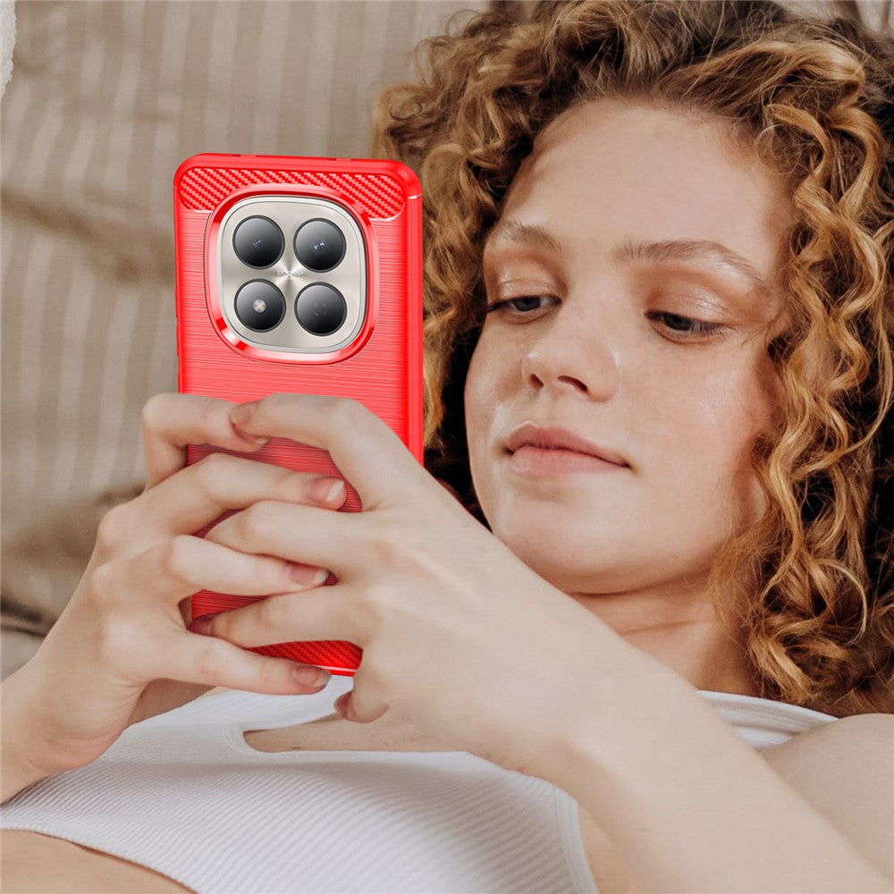 For Xiaomi Redmi Note 15 Pro 4G (Global) Case Protective Phone Cover Carbon Fiber Texture Brushed - Red