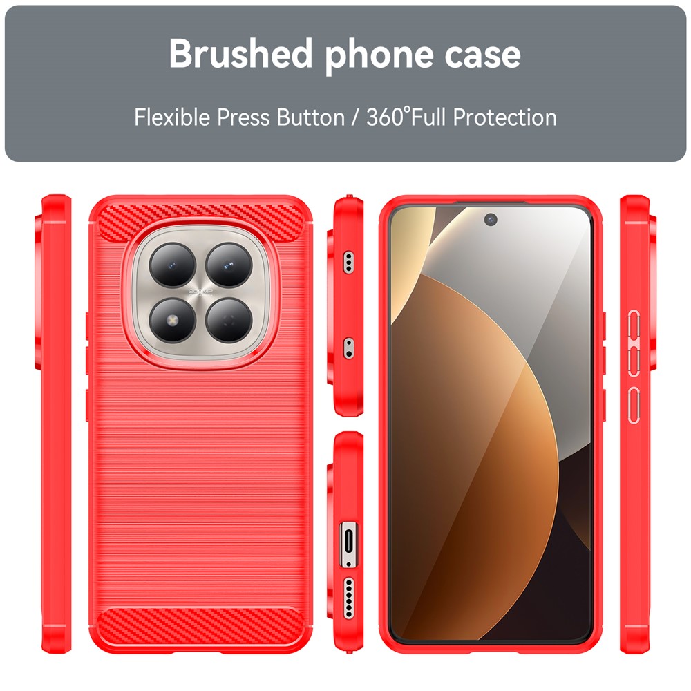 For Xiaomi Redmi Note 15 Pro 4G (Global) Case Protective Phone Cover Carbon Fiber Texture Brushed - Red