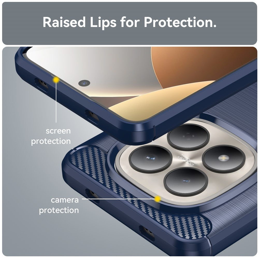 For Xiaomi Redmi Note 15 Pro 4G (Global) Case Protective Phone Cover Carbon Fiber Texture Brushed - Blue
