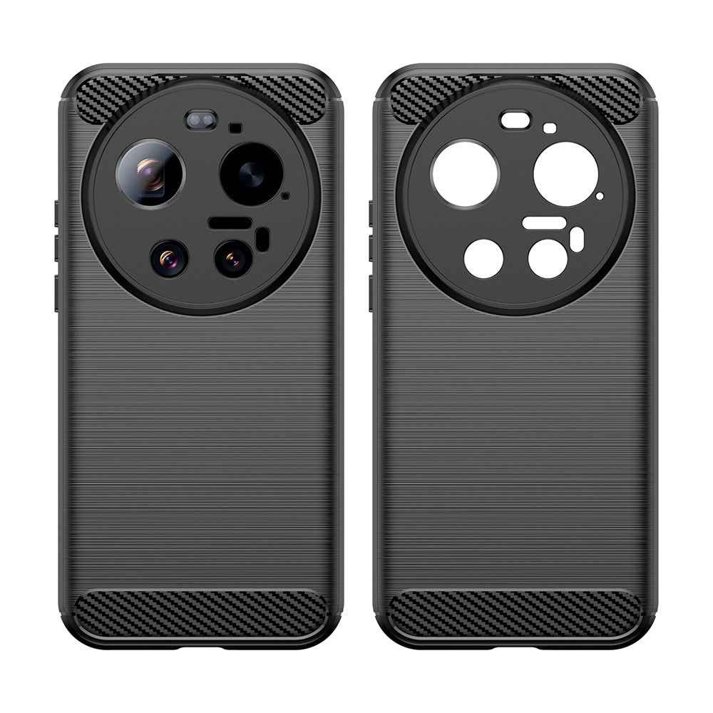 For Xiaomi 17 Ultra 5G TPU Case Protective Phone Cover Carbon Fiber Texture Brushed - Black