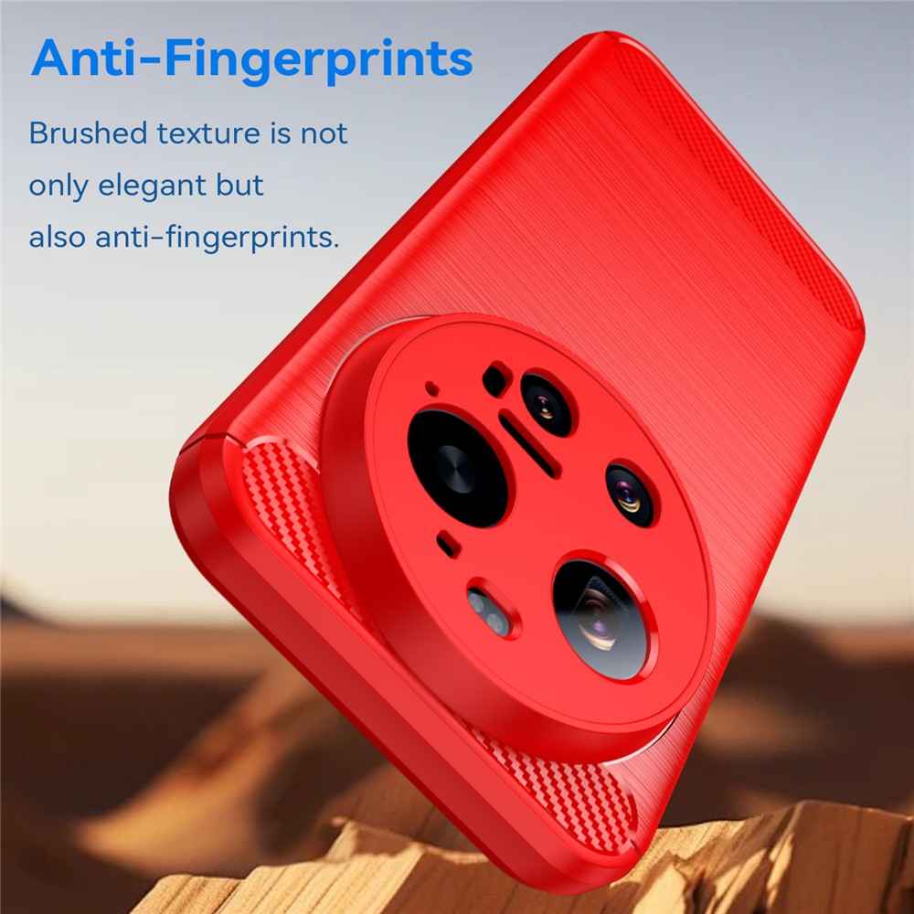 For Xiaomi 17 Ultra 5G TPU Case Protective Phone Cover Carbon Fiber Texture Brushed - Red