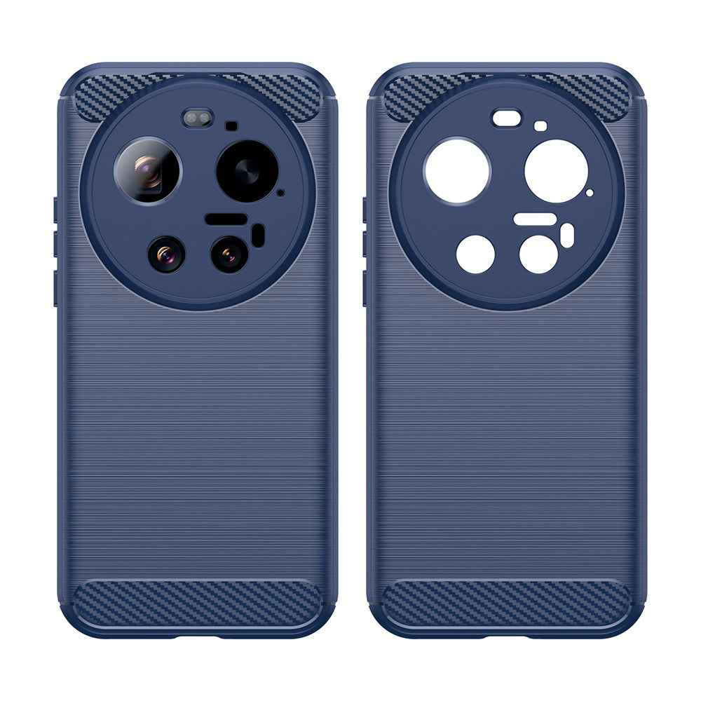 For Xiaomi 17 Ultra 5G TPU Case Protective Phone Cover Carbon Fiber Texture Brushed - Blue