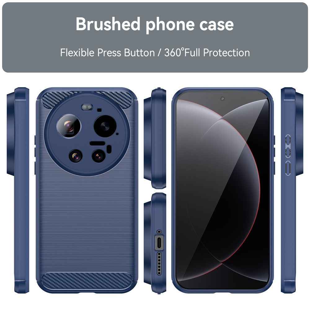 For Xiaomi 17 Ultra 5G TPU Case Protective Phone Cover Carbon Fiber Texture Brushed - Blue