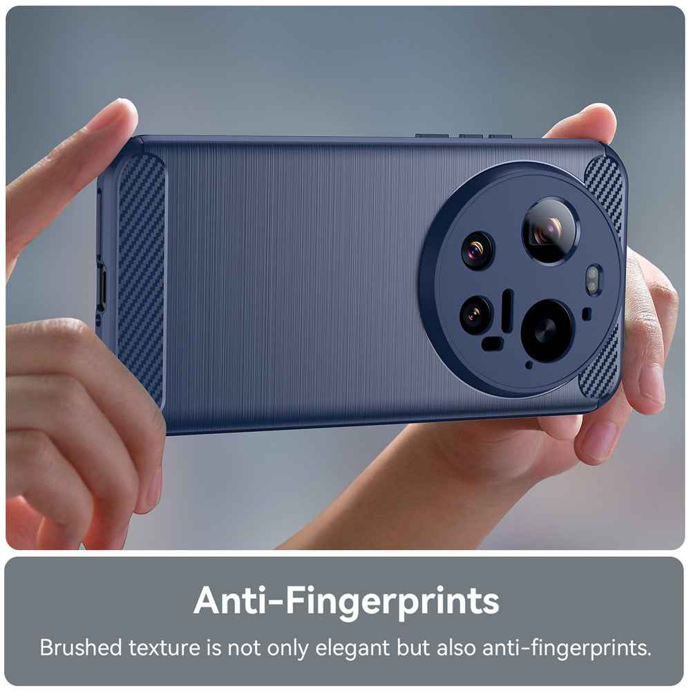For Xiaomi 17 Ultra 5G TPU Case Protective Phone Cover Carbon Fiber Texture Brushed - Blue