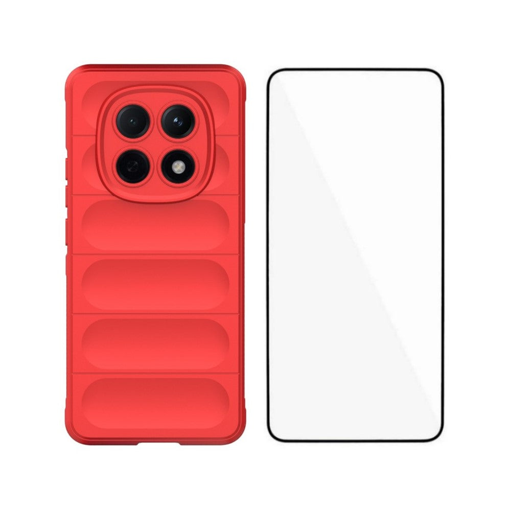 WANLONFENG HD Series For Xiaomi Poco M8 5G / Redmi Note 15 5G (Global) TPU Case Anti Slip Phone Cover with Tempered Glass - Red