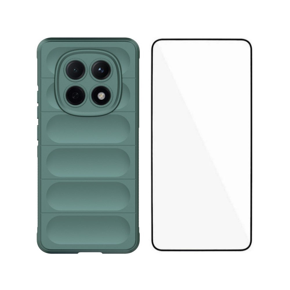 WANLONFENG HD Series For Xiaomi Poco M8 5G / Redmi Note 15 5G (Global) TPU Case Anti Slip Phone Cover with Tempered Glass - Army Green