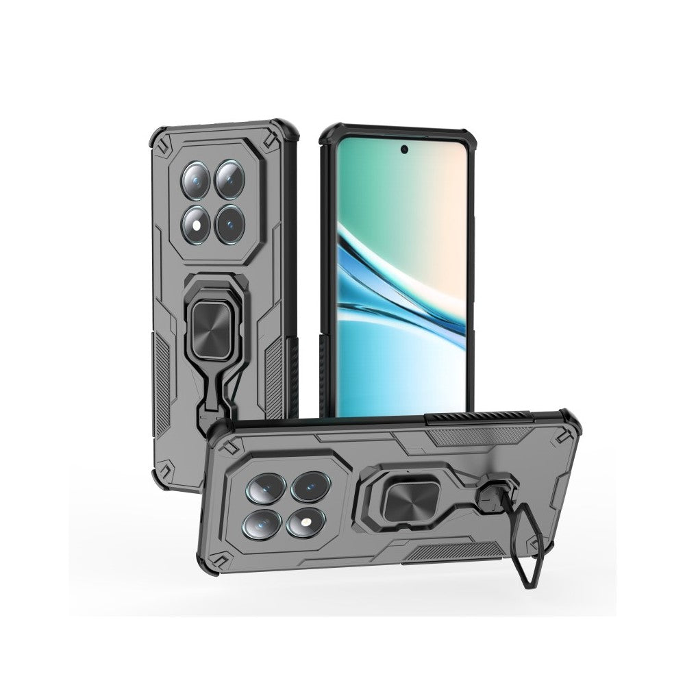 For Xiaomi Poco M8 5G / Redmi Note 15 5G (Global) Phone Case WANLONFENG PC TPU Back Cover Kickstand with Tempered Glass - Black